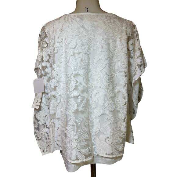 Alfred Dunner Womens Society Page Top Size 8 Sleeveless with Coverup Attached - Picture 2 of 6